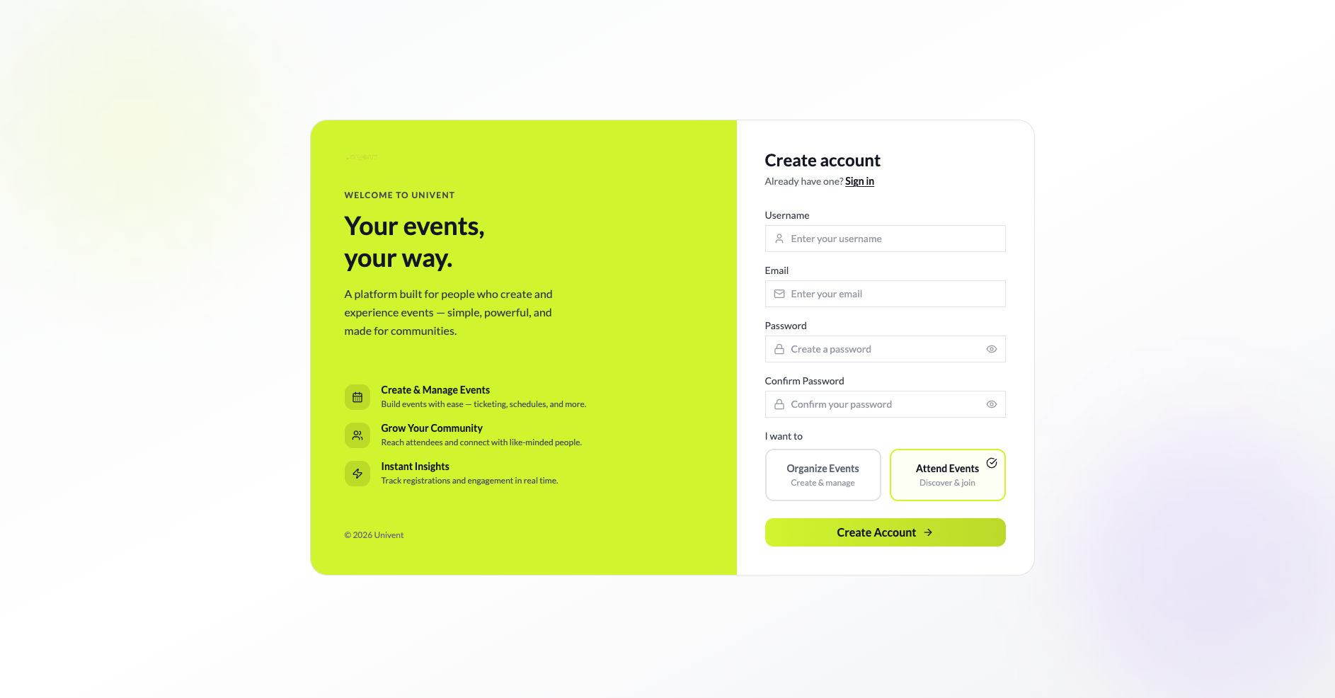 Univent screenshot 1