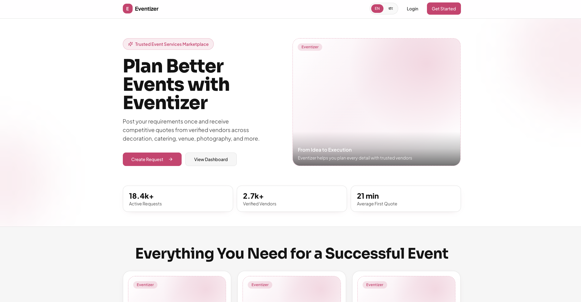 Eventizer — Event planning platform by Bynari Agency